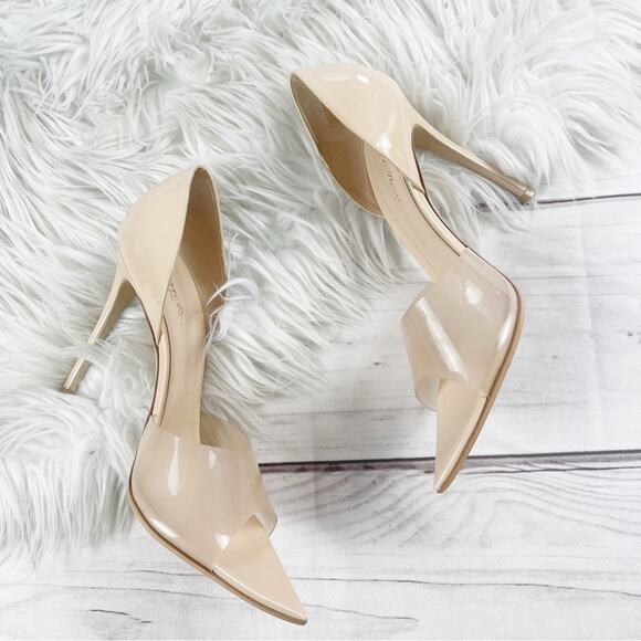 Gianvitto Rossi Bree Womens Patent Leather and PVC Peep-Toe Pumps in tan Size 42 - Picture 12 of 13